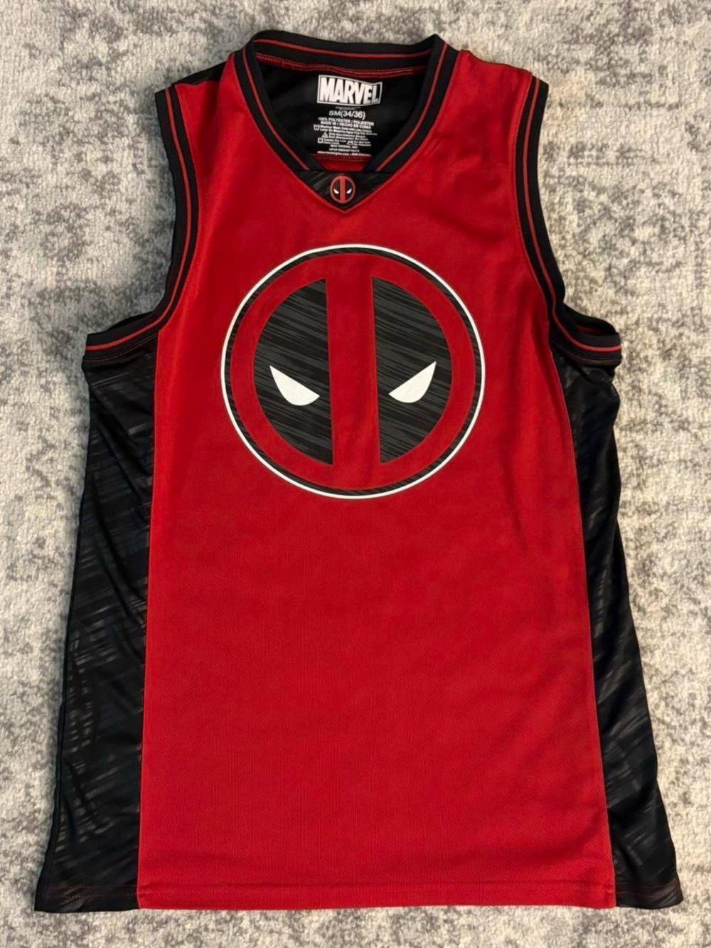 Men’s Small Marvel Red Deadpool Basketball Jersey